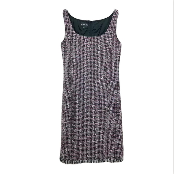 Shani Tweed Pink Black Mix Fringe Dress‎ 10 - Picture 1 of 8